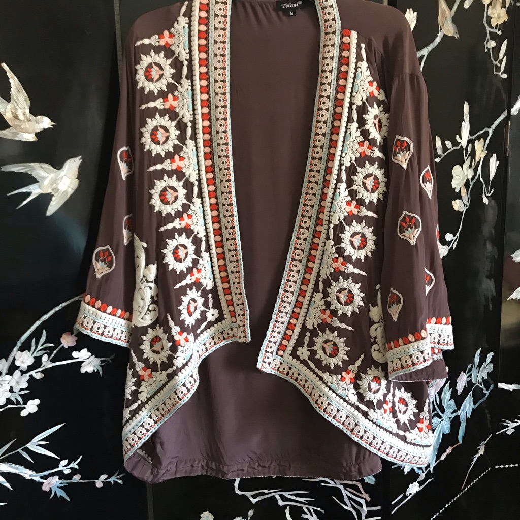 Embordered Brown Viscose Jacket